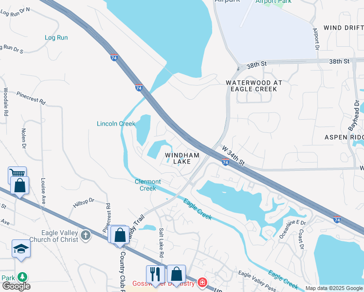 map of restaurants, bars, coffee shops, grocery stores, and more near 7958 Windham Lake Way in Indianapolis