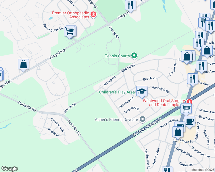 map of restaurants, bars, coffee shops, grocery stores, and more near 52 Pleasant Valley Drive in Woodbury