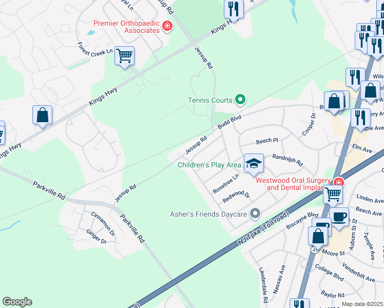 map of restaurants, bars, coffee shops, grocery stores, and more near 52 Pleasant Valley Drive in Woodbury