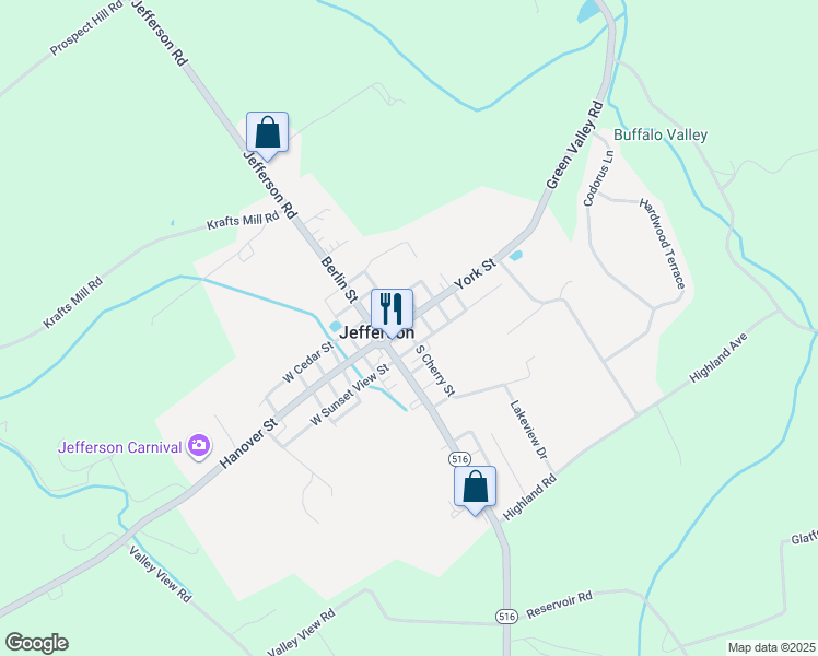 map of restaurants, bars, coffee shops, grocery stores, and more near 5 York Street in Spring Grove