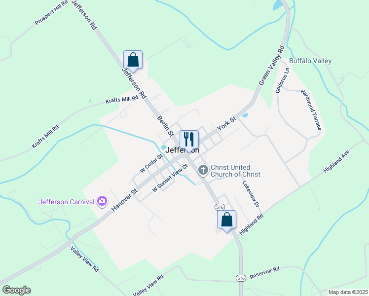 map of restaurants, bars, coffee shops, grocery stores, and more near 3 Berlin Street in Spring Grove