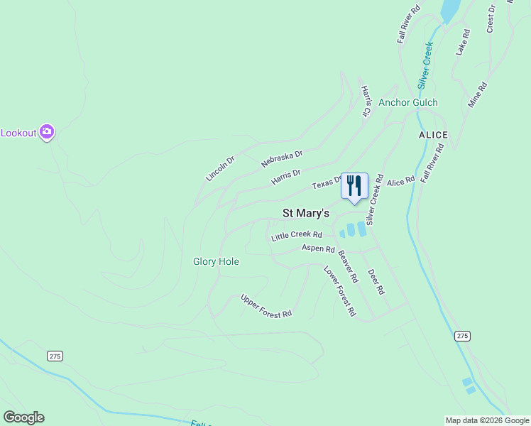 map of restaurants, bars, coffee shops, grocery stores, and more near 30 Little Creek Road in Idaho Springs