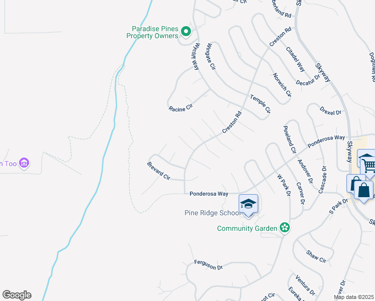 map of restaurants, bars, coffee shops, grocery stores, and more near 6212 Calvary Court in Magalia