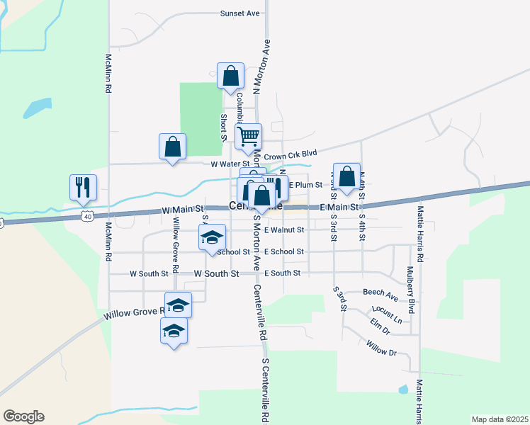 map of restaurants, bars, coffee shops, grocery stores, and more near in Centerville