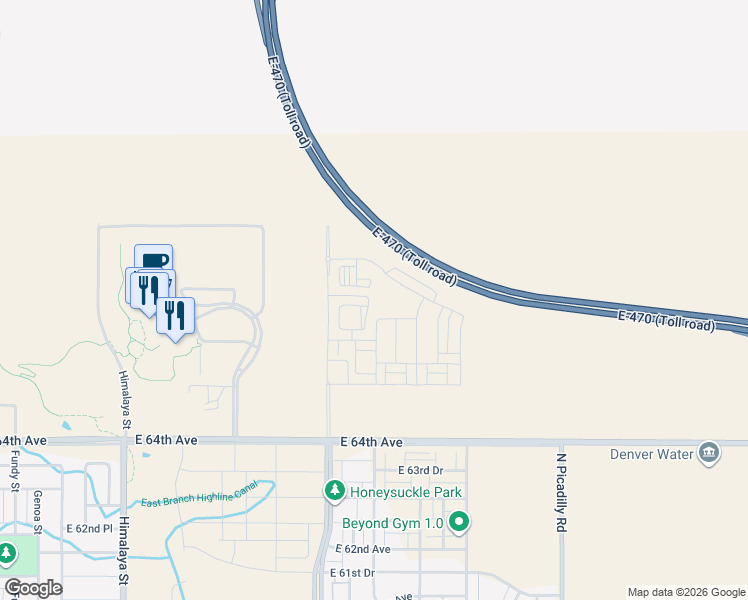 map of restaurants, bars, coffee shops, grocery stores, and more near in Aurora