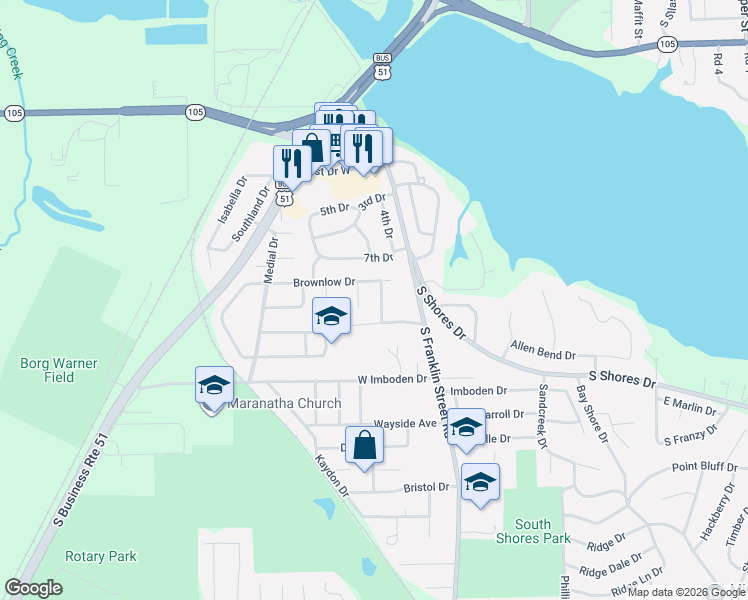 map of restaurants, bars, coffee shops, grocery stores, and more near 45 Reeder Drive in Decatur