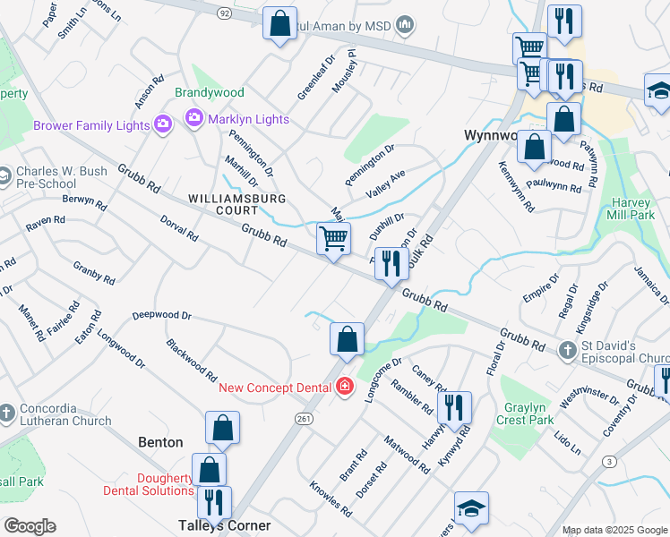 map of restaurants, bars, coffee shops, grocery stores, and more near in Wilmington