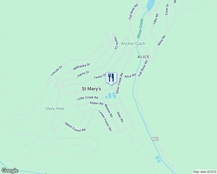 map of restaurants, bars, coffee shops, grocery stores, and more near 369 Beaver Road in Idaho Springs