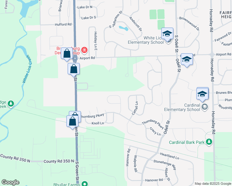 map of restaurants, bars, coffee shops, grocery stores, and more near 22 Wyndham Lane in Brownsburg