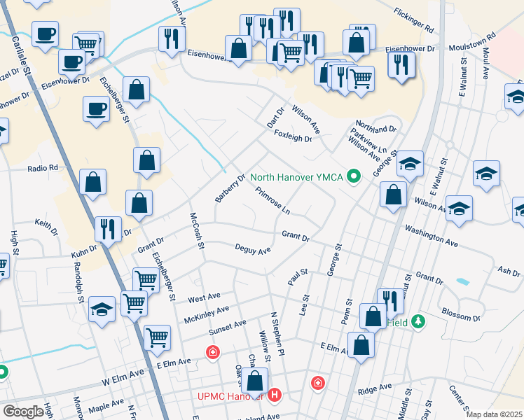 map of restaurants, bars, coffee shops, grocery stores, and more near 5 Holly Court in Hanover
