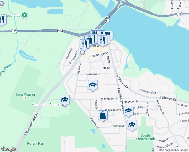 map of restaurants, bars, coffee shops, grocery stores, and more near 2028 Brownlow Court in Decatur