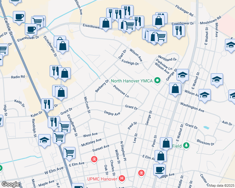 map of restaurants, bars, coffee shops, grocery stores, and more near 5 Holly Court in Hanover