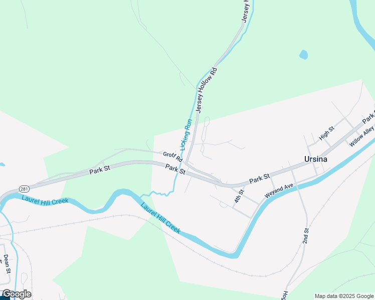 map of restaurants, bars, coffee shops, grocery stores, and more near 3205 Jersey Hollow Road in Confluence