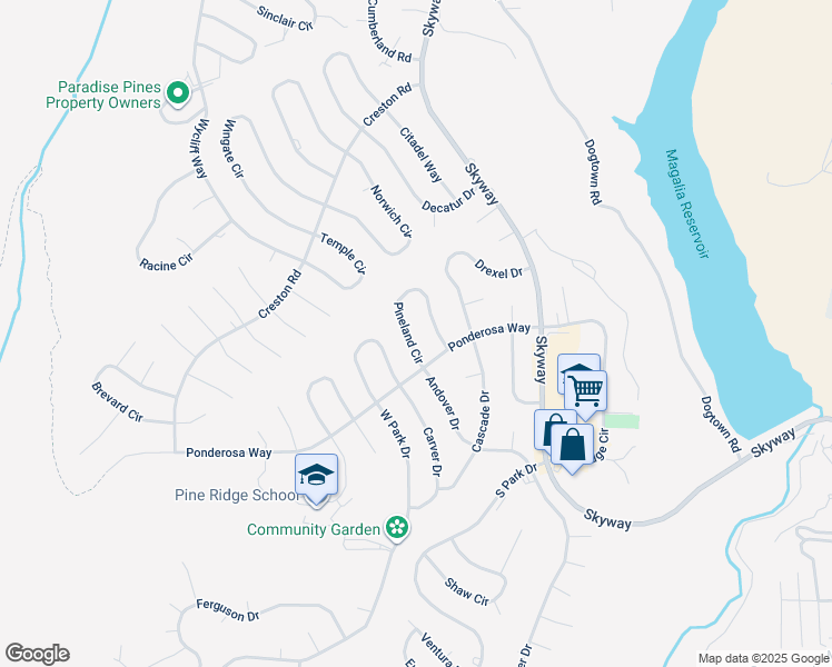 map of restaurants, bars, coffee shops, grocery stores, and more near 13992 Pineland Circle in Magalia