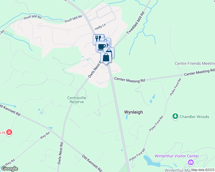 map of restaurants, bars, coffee shops, grocery stores, and more near 5500 Kennett Pike in Wilmington