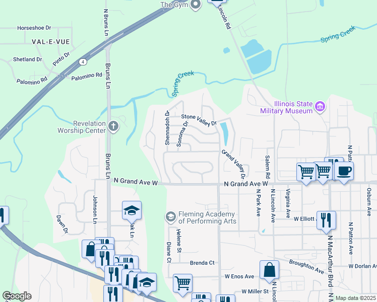 map of restaurants, bars, coffee shops, grocery stores, and more near 2 Leihigh Valley Drive in Springfield