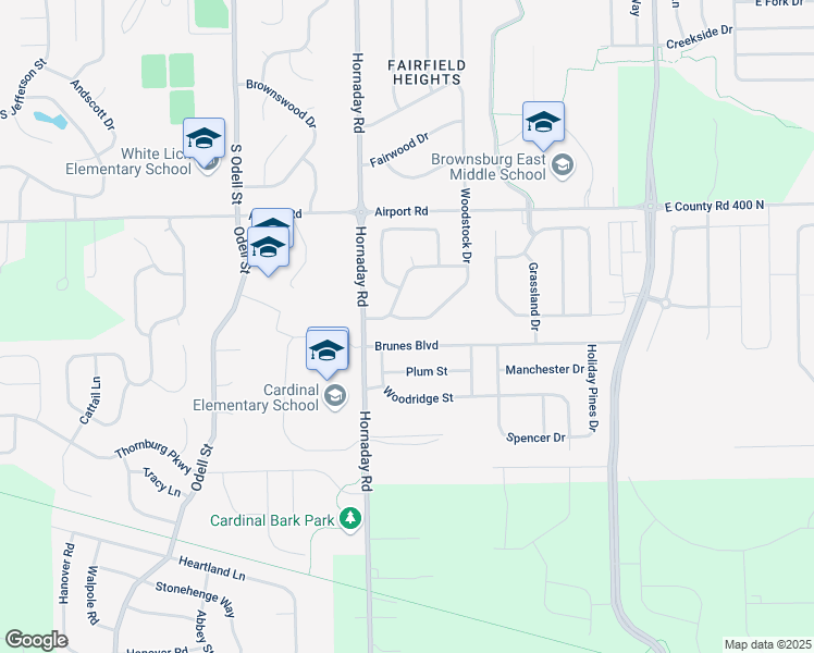 map of restaurants, bars, coffee shops, grocery stores, and more near 1025 Statesman Drive in Brownsburg