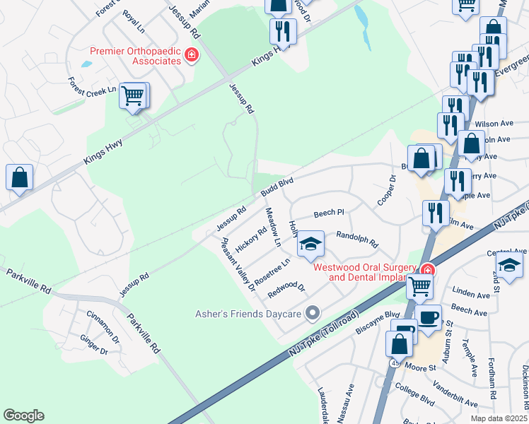map of restaurants, bars, coffee shops, grocery stores, and more near 71 Pleasant Valley Drive in Woodbury