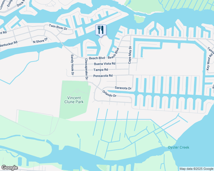 map of restaurants, bars, coffee shops, grocery stores, and more near 908 Sarasota Drive in Lacey Township