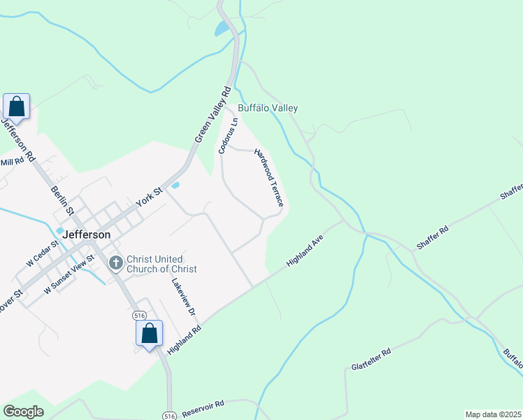 map of restaurants, bars, coffee shops, grocery stores, and more near 2547 Codorus Lane in Spring Grove
