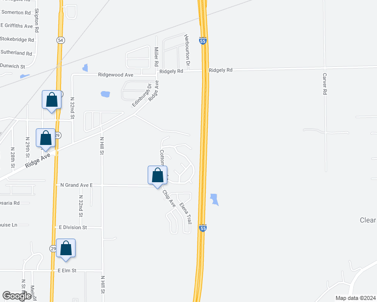 map of restaurants, bars, coffee shops, grocery stores, and more near 3562 Ridge Avenue in Springfield