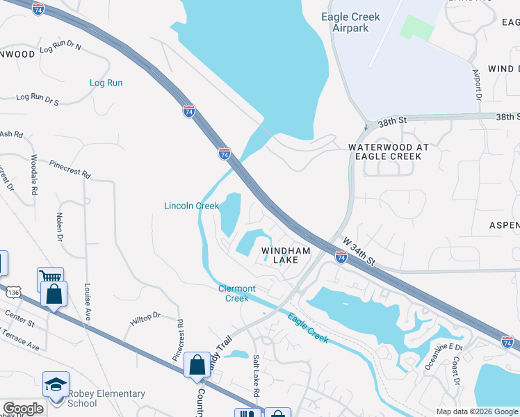 map of restaurants, bars, coffee shops, grocery stores, and more near 8102 Windham Lake Way in Indianapolis