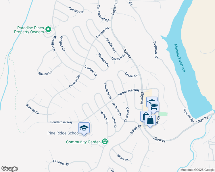 map of restaurants, bars, coffee shops, grocery stores, and more near 14010 Pineland Circle in Magalia
