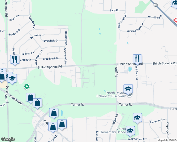 map of restaurants, bars, coffee shops, grocery stores, and more near 2000 Macintosh Circle in Trotwood