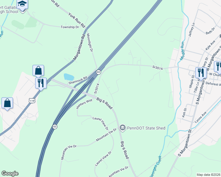 map of restaurants, bars, coffee shops, grocery stores, and more near 140 Firestone Road in Smithfield