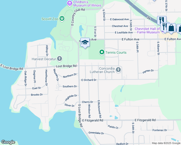map of restaurants, bars, coffee shops, grocery stores, and more near 1937 Windsor Road in Decatur
