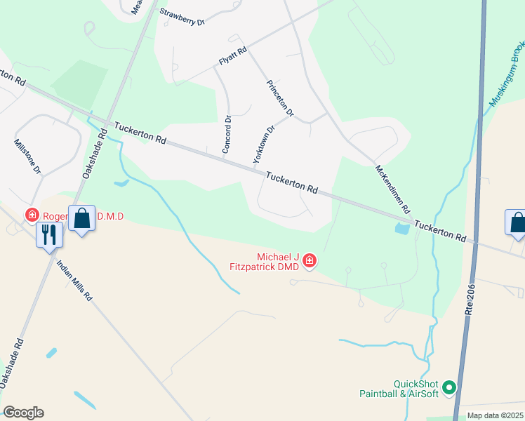 map of restaurants, bars, coffee shops, grocery stores, and more near 12 Stagecoach Turn in Shamong