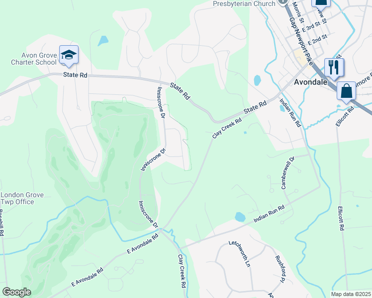 map of restaurants, bars, coffee shops, grocery stores, and more near 236 Castlerea Road in Avondale