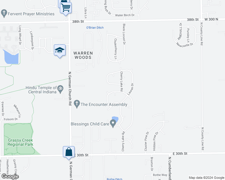 map of restaurants, bars, coffee shops, grocery stores, and more near 11318 Kristen Lane in Indianapolis