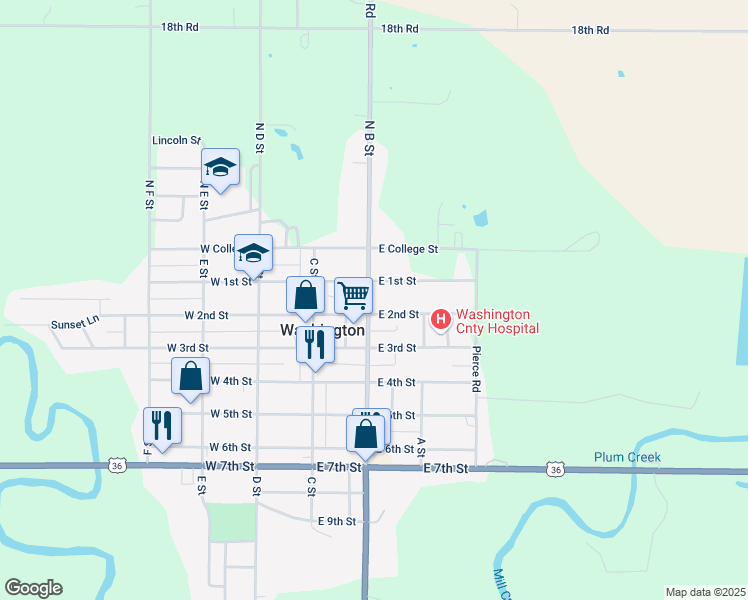 map of restaurants, bars, coffee shops, grocery stores, and more near 150-198 B Street in Washington