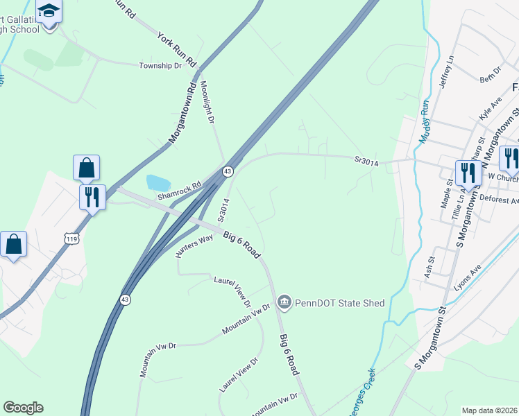 map of restaurants, bars, coffee shops, grocery stores, and more near 140 Firestone Rd in Smithfield