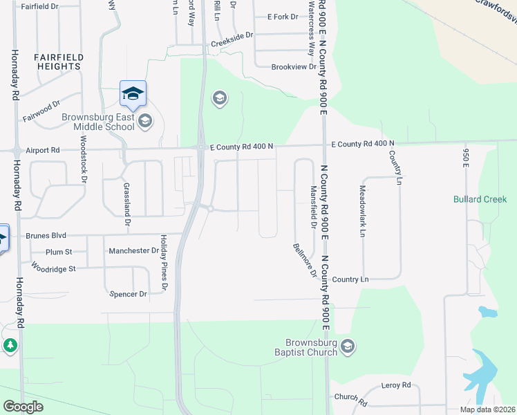 map of restaurants, bars, coffee shops, grocery stores, and more near 1679 Beacon Pointe Boulevard in Brownsburg
