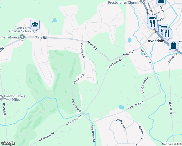 map of restaurants, bars, coffee shops, grocery stores, and more near 235 Castlerea Road in Avondale