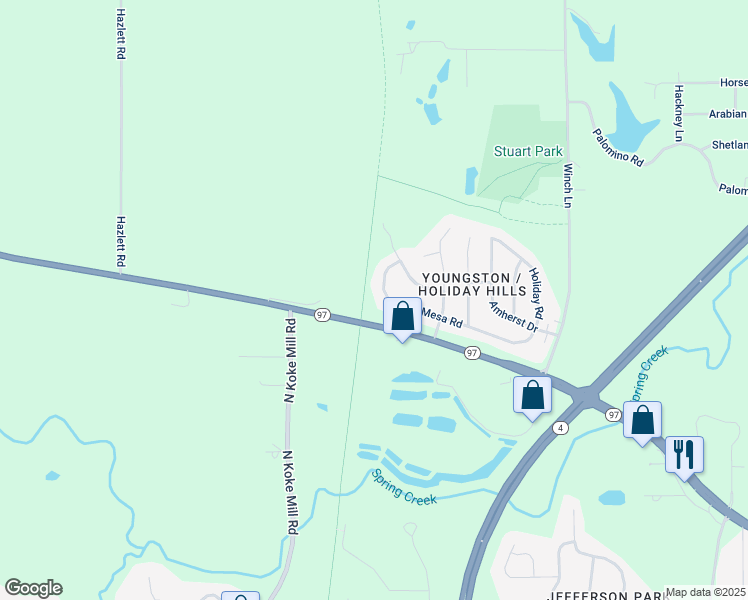 map of restaurants, bars, coffee shops, grocery stores, and more near Sangamon Valley Trail in Springfield