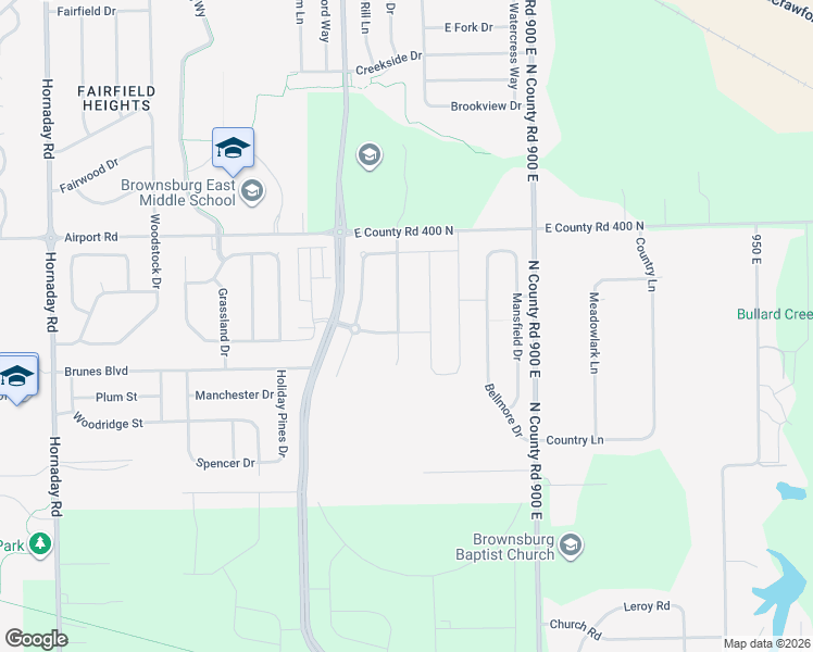 map of restaurants, bars, coffee shops, grocery stores, and more near 1679 Beacon Pointe Boulevard in Brownsburg