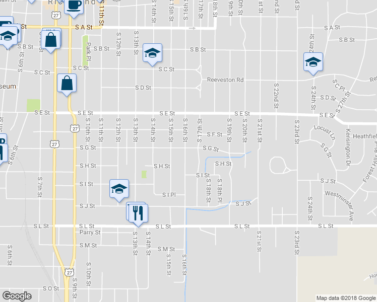 map of restaurants, bars, coffee shops, grocery stores, and more near 701 South 16th Street in Richmond