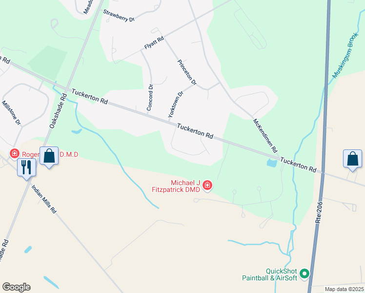map of restaurants, bars, coffee shops, grocery stores, and more near 12 Stagecoach Turn in Shamong