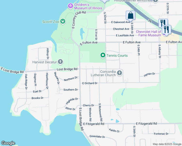 map of restaurants, bars, coffee shops, grocery stores, and more near 1937 Windsor Road in Decatur