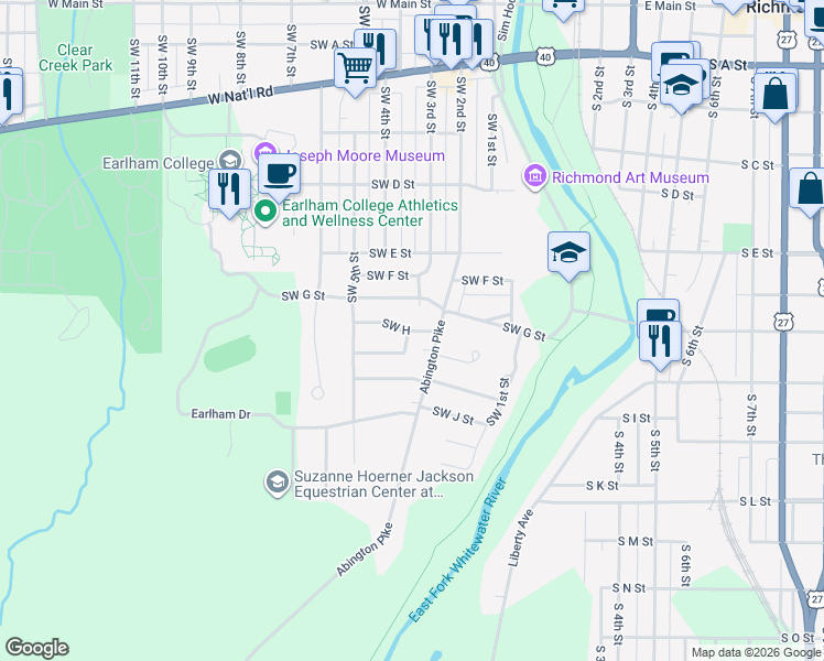 map of restaurants, bars, coffee shops, grocery stores, and more near 298 Southwest H in Richmond