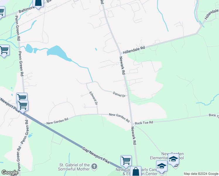 map of restaurants, bars, coffee shops, grocery stores, and more near 90 Daniel Drive in Avondale