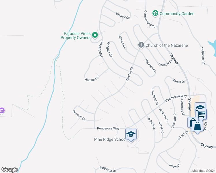 map of restaurants, bars, coffee shops, grocery stores, and more near 6255 Seabury Court in Magalia