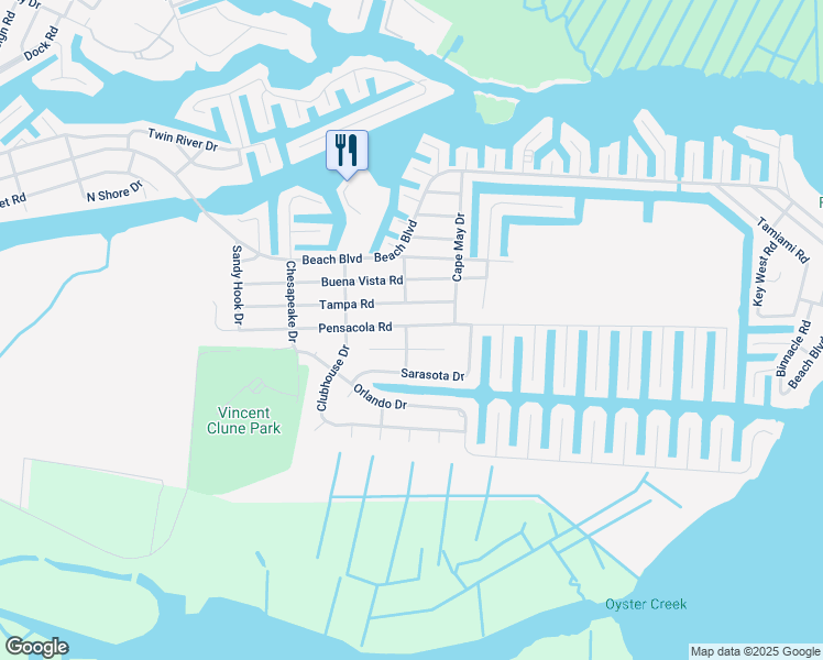 map of restaurants, bars, coffee shops, grocery stores, and more near 737 Montauk Drive in Lacey Township