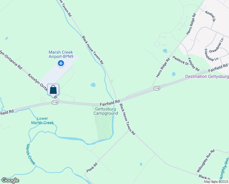 map of restaurants, bars, coffee shops, grocery stores, and more near Black Horse Tavern Road in Adams County