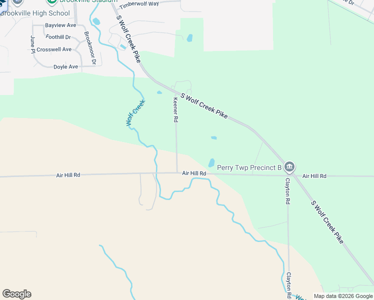 map of restaurants, bars, coffee shops, grocery stores, and more near 5080 Keener Road in Brookville