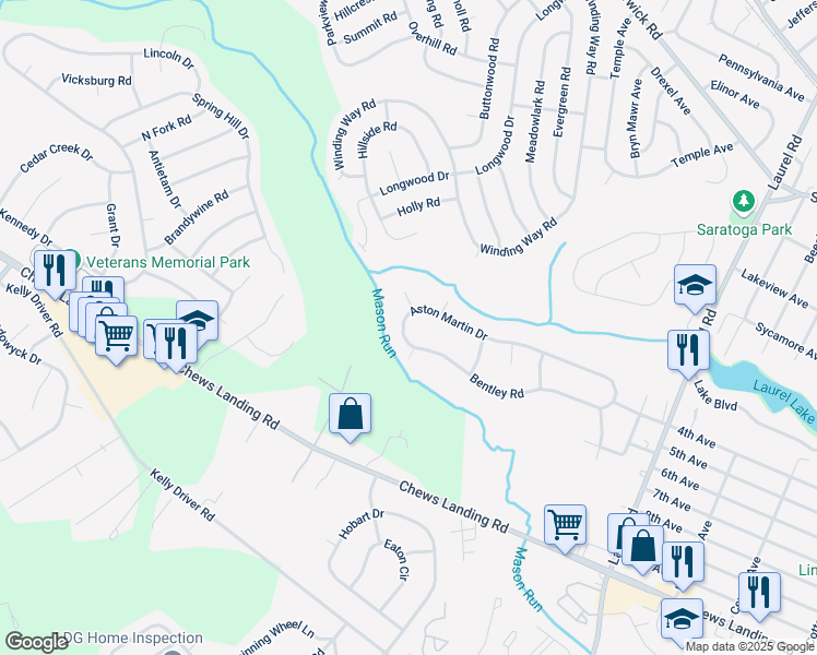 map of restaurants, bars, coffee shops, grocery stores, and more near 923 Bentley Road in Lindenwold