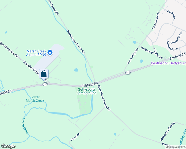 map of restaurants, bars, coffee shops, grocery stores, and more near Black Horse Tavern Road in Adams County